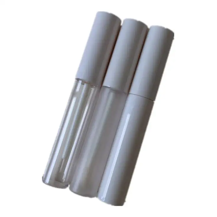 Wholesale 10ml Plastic Clear/frosted/white empty lip gloss/mascara/eyeliner wand tube bottle with white cap