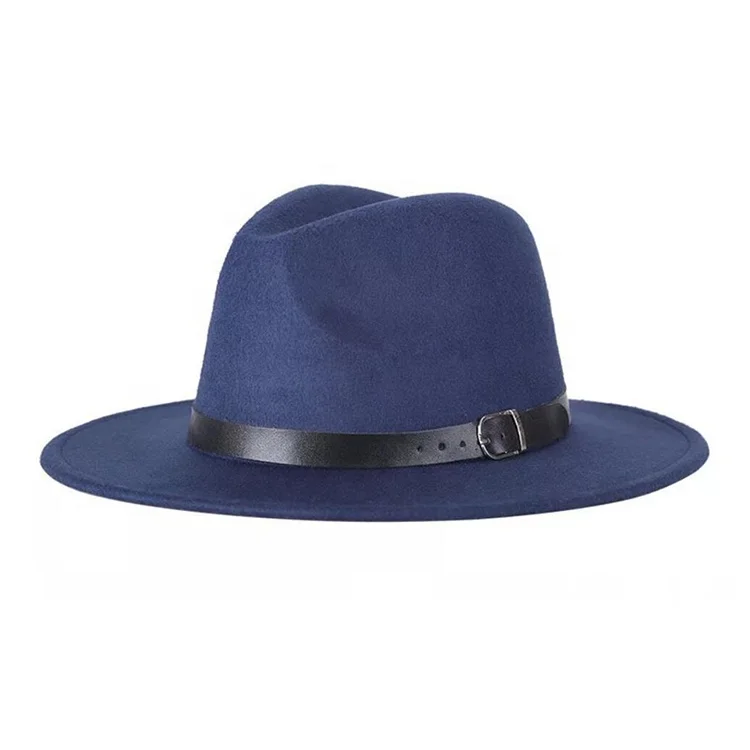 Wholesale Leather Band Wide Brim Wool Panama Fedora Style Hat