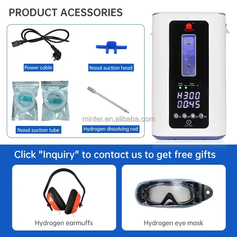 Home Use Portable Hydrogen Therapy Machine SPE/PEM Technology 99.99% High Purity Hydrogen Water Generator