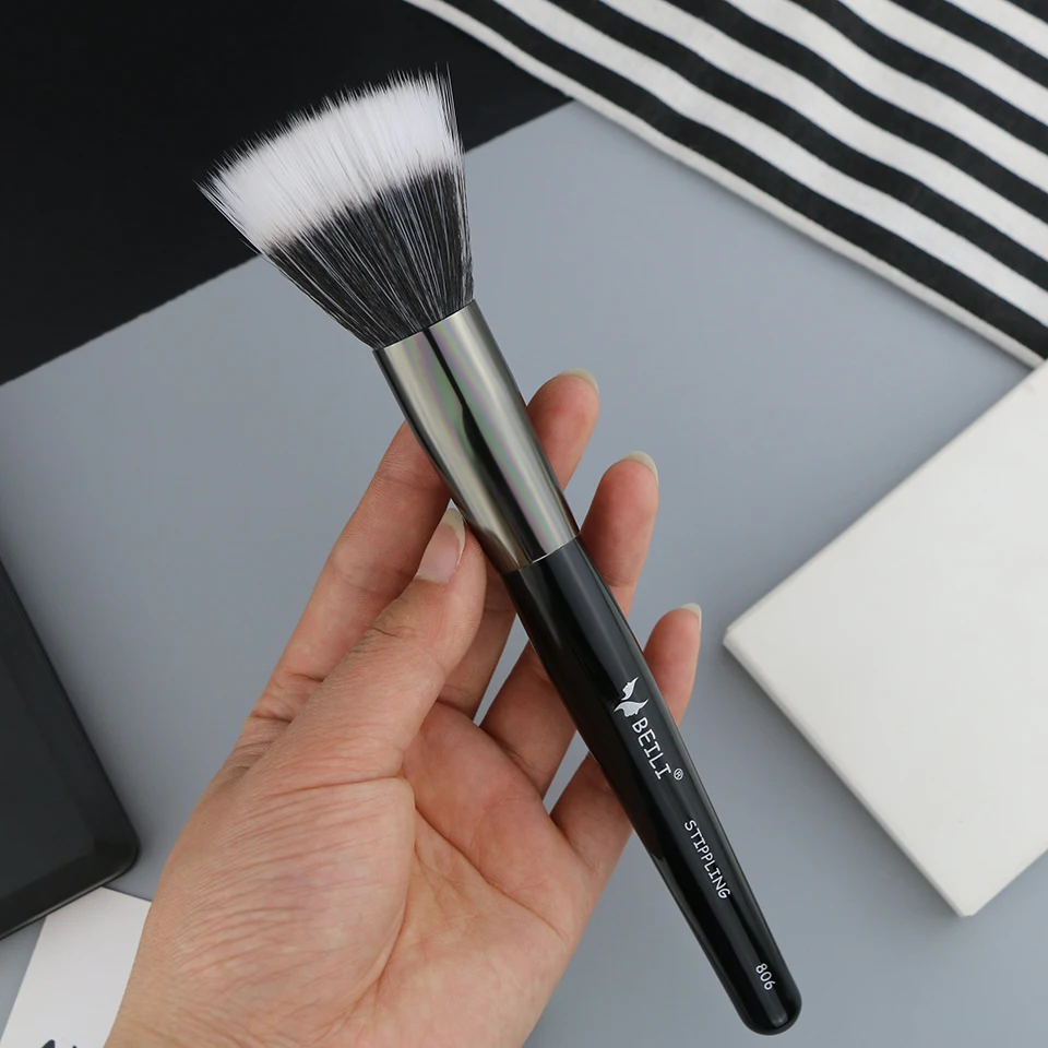 BEILI Premium Synthetic hair make up brush Fashion hairy stipple foundation contour brush makeup brushes manufacturers