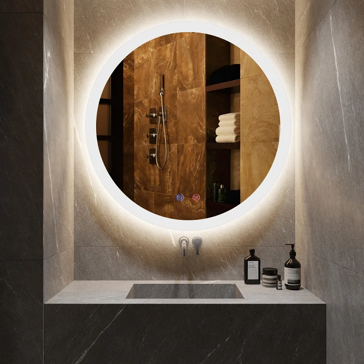Waterproof Anti-fog Smart Touch Switch Frameless Round Led Mirror for Sale