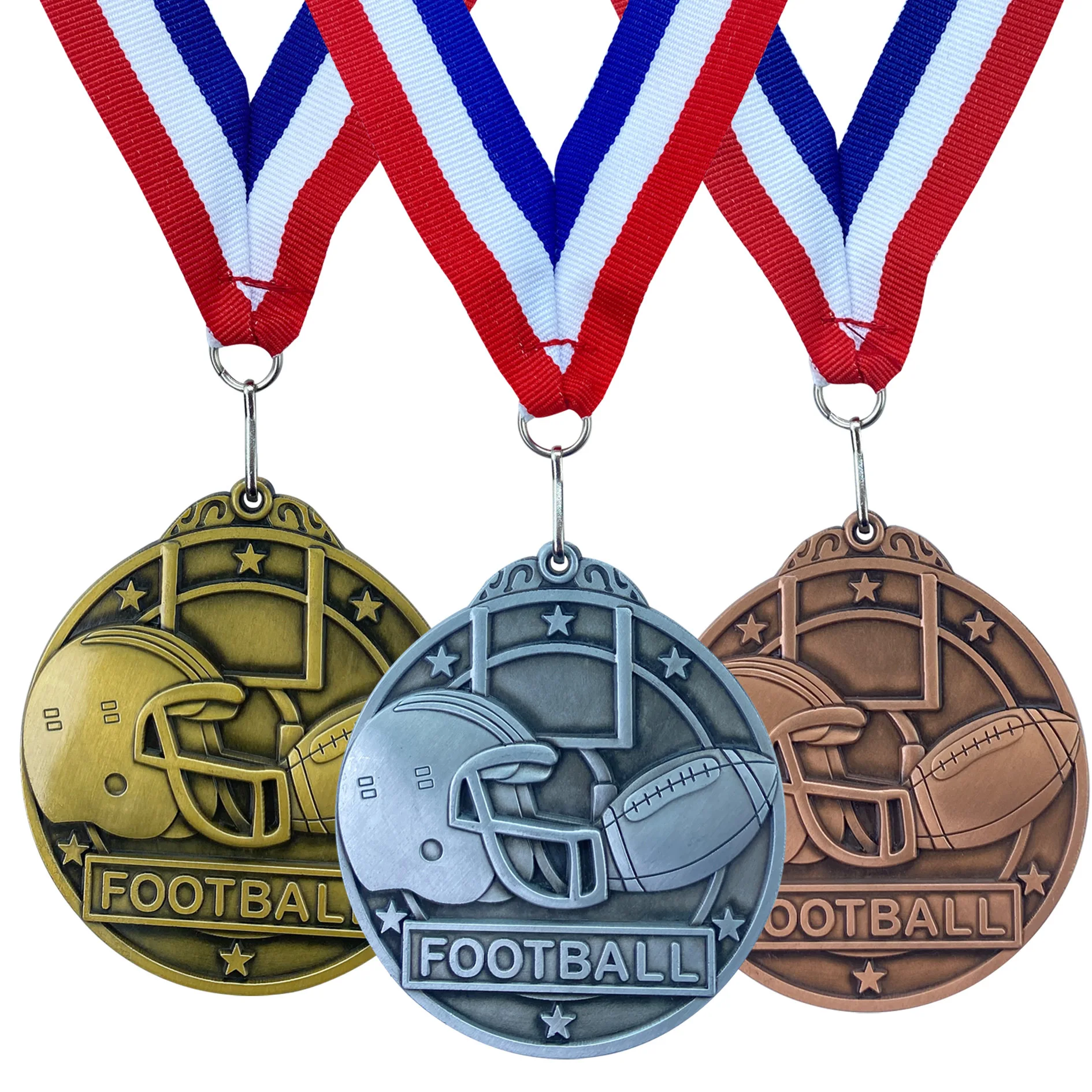 Custom rugby Race Medalls Ribbon Blank Gold Metal Sport Award Trophy Medal