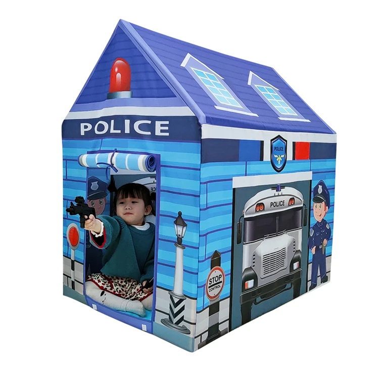 Oem Manufacturer Custom Indoor Foldable Baby Play House Police Truck Kids Play Tent