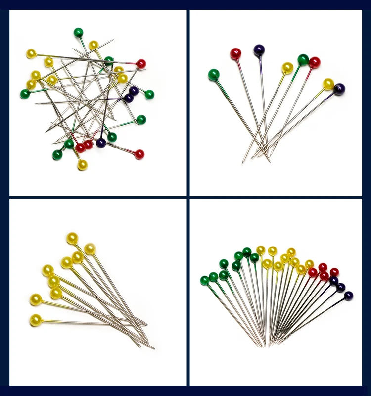 Patchwork Head Sewing Dressmaker Pearl Marker Pin