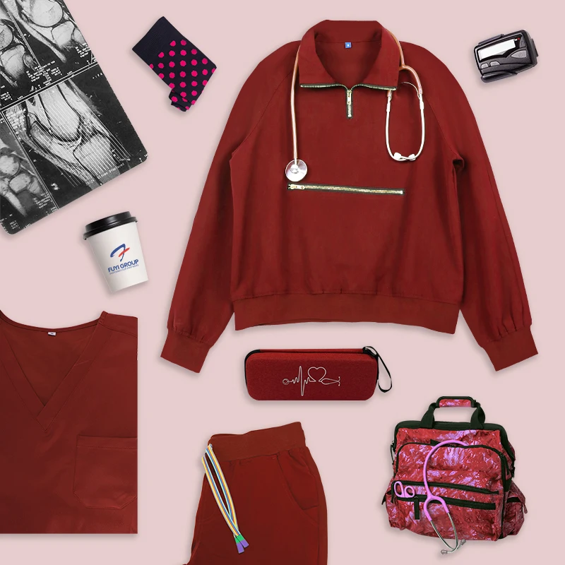 OEM&ODM Service Protective Clothing Manufacturer Spandex / Polyester / Rayon Soft Nursing Scrubs Set Woven Medical Uniforms