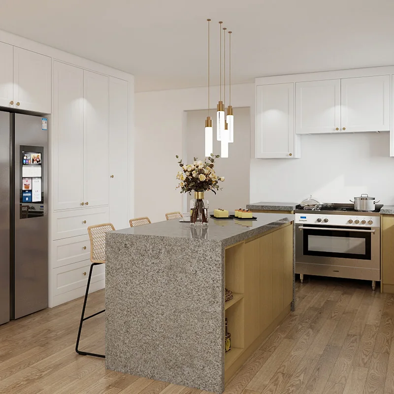 CS Home Modern Style Small Apartment Sink Base Shaker Modular Pvc Kitchen Cabinets with Island