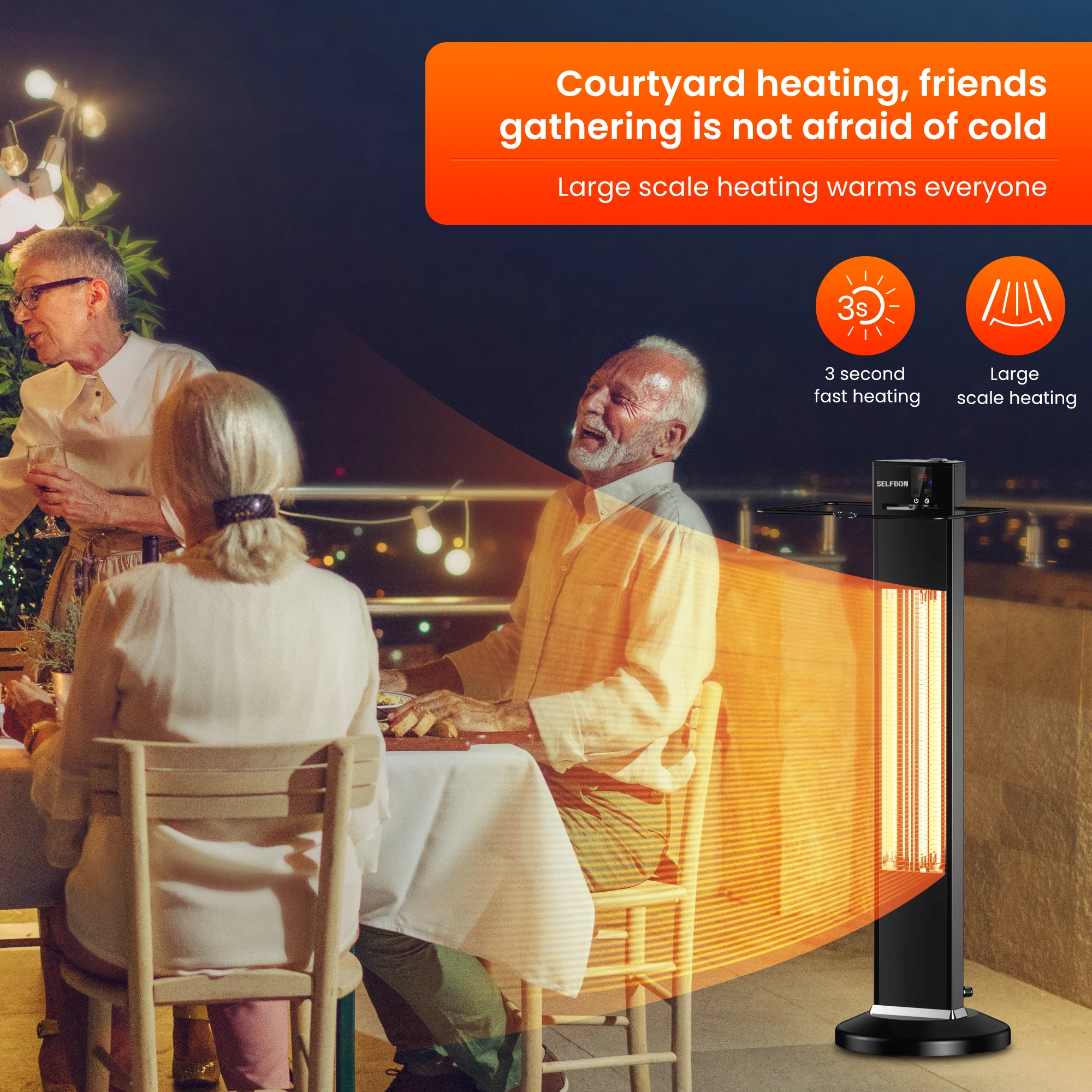 SELFBON outdoor carbon fiber electric patio heater ship from USA