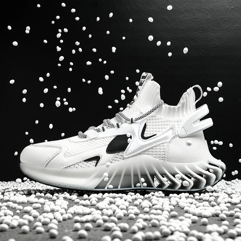  Stylish Men Mesh Knit Breathable Sports Running Shoes 2019 Fashion Sneakers Hollow Sole Plus Size