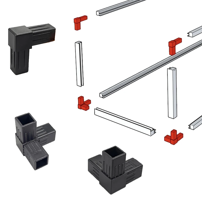 20*20mm 25*25mm 30*30mm  Square Tube Pipe Fittings Joints Plastic Plugs For Profile Pipe Square Aluminum Tube