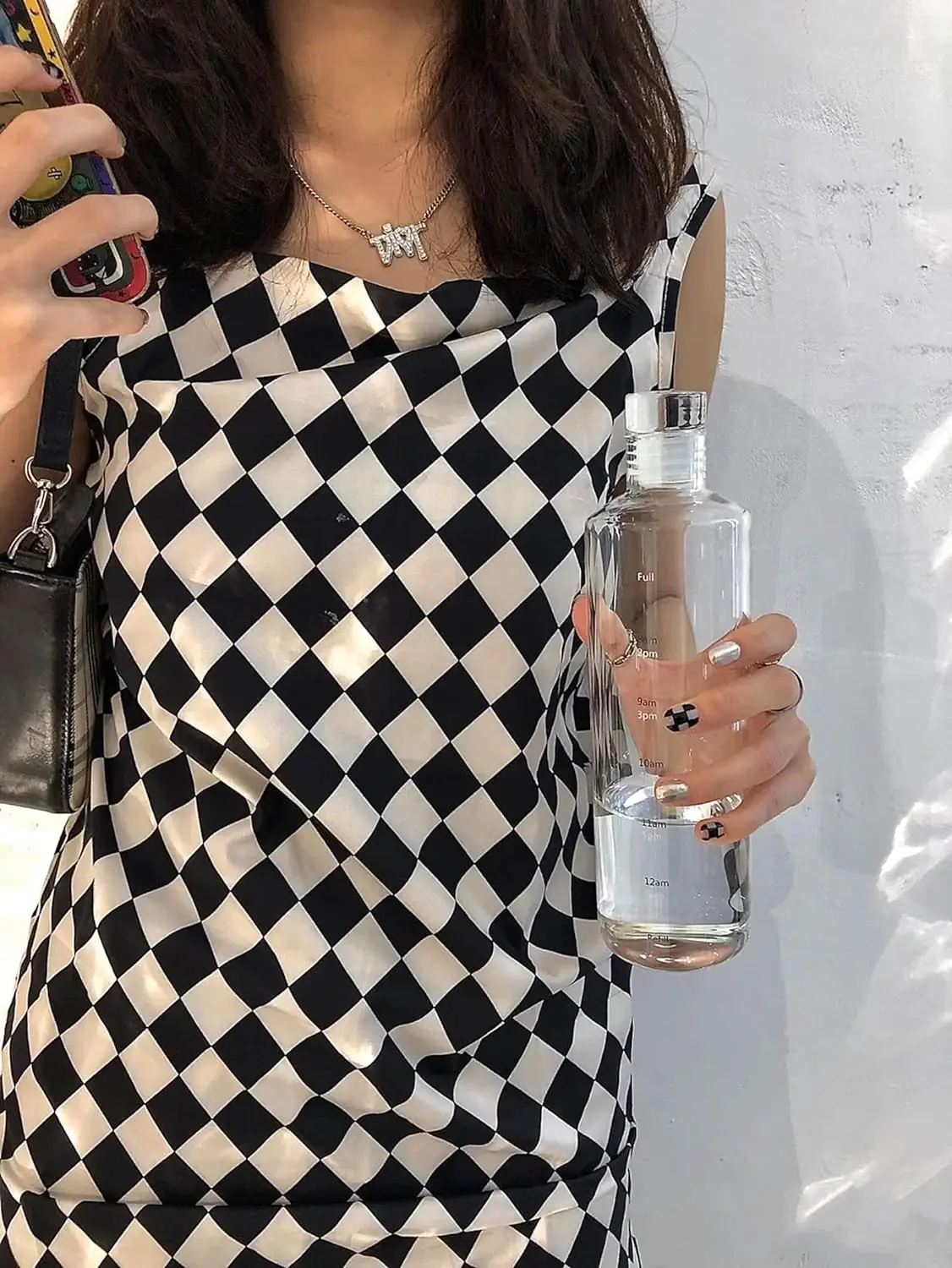 Promotional Gift High Value Unisex New Large-capacity Gradient Glass Water Bottle with Time Scale Glass Plug Lids Leak Proof