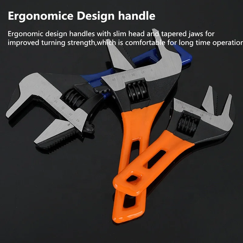 YTH 6in 8in Industrial  CRV Extra Wide Jaw Adjustable Plumbing Spanner Adjustable Wrench