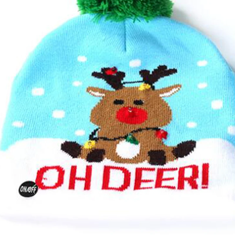 Parent-Child Adults Children Parents Family Party Knit Xmas Hat Christmas Hats Led Beanie Hat