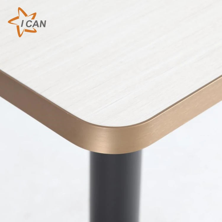 Gold Metal Edge Table Stone Marble Table Top Restaurant Furniture Cafe Square Patio Dining Table