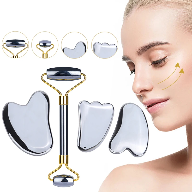 Factory wholesale cosmetics facial roller natural terahertz gua sha face jade roller massage