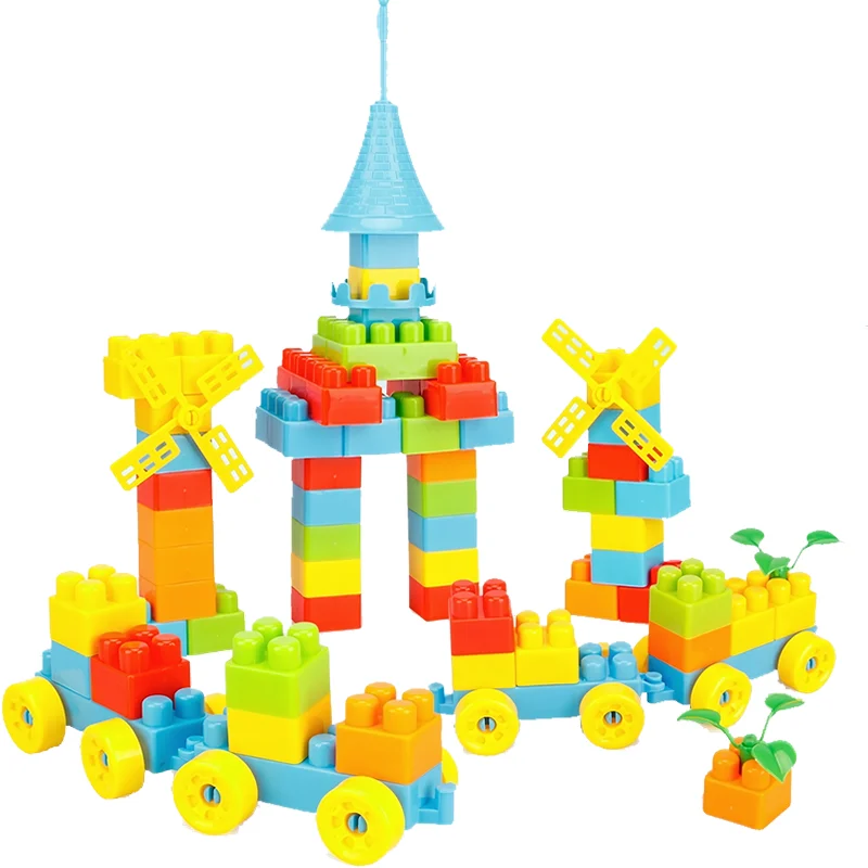 Kindergarten school toy train building blocks educational plastic toys toy car building blocks set