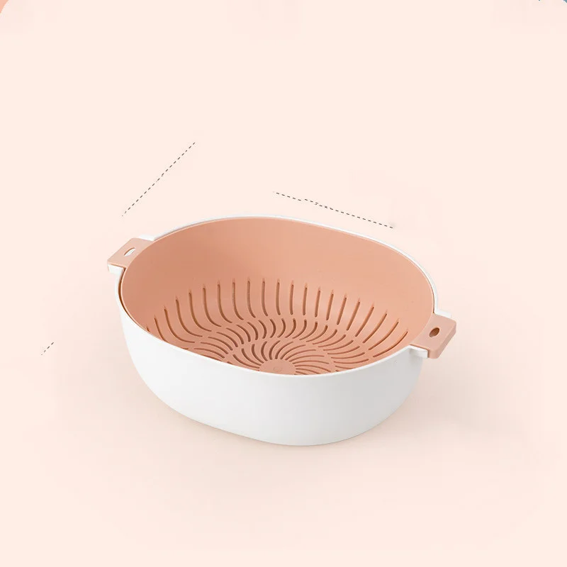 Creative Double Layer Kitchen Drain Basket Fruit And Vegetable Basket Portable Rice Washing Machine For Kitchen