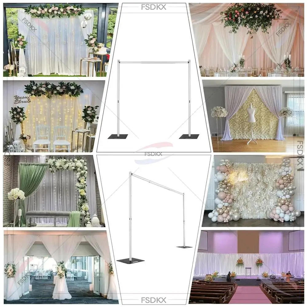 Top Quality Durable Wedding Event Backdrop Stand Aluminium Alloy Pipe Drape 2.4*2.4m Metal Adjustable Stand For Party Decor