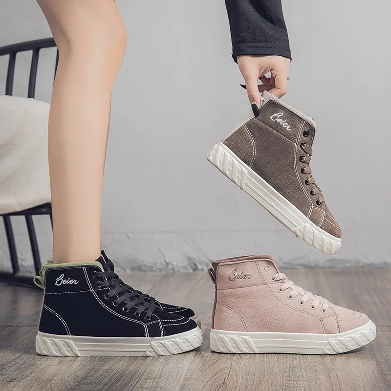 Cotton Women Plus Velvet Sports Thick Warm Students Casual Wild Autumn And Winter Board Shoes