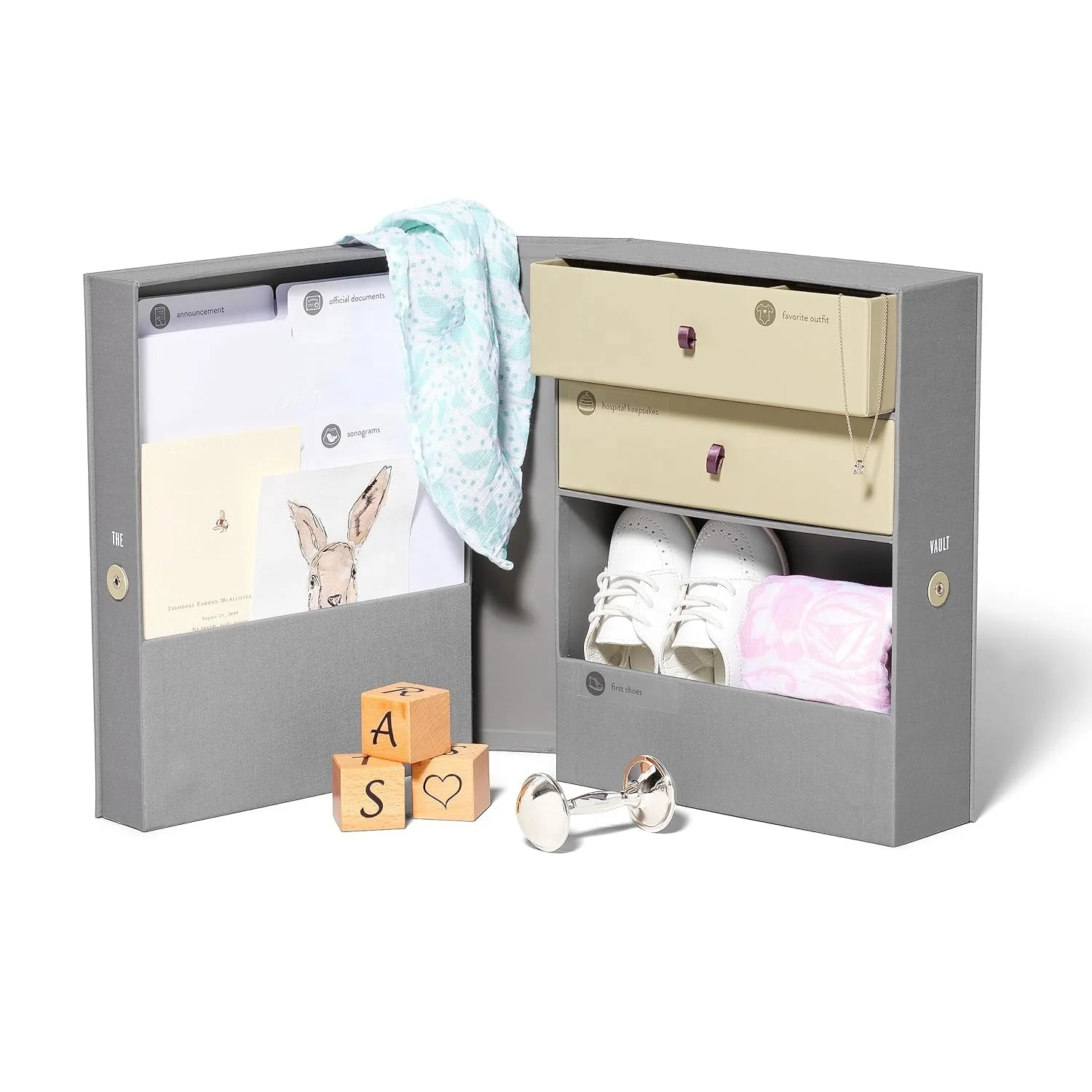 Newborn Memory Organizer with Labels for Pregnancy Baby Keepsake Organizer Box