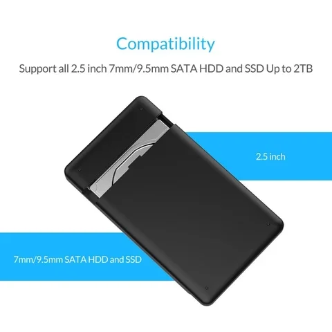  2599US3 SATA To USB 3.0 HDD Enclosure Case Tool for 7mm 9.5mm 2.5 inch SSD Up to 2TB