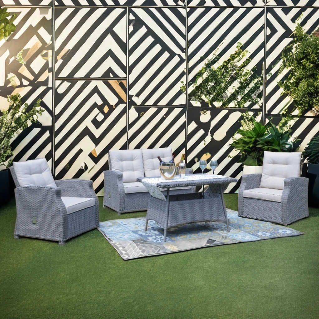 Wholesale Cheap 3-Piece Modern PE Rattan Bistro Set for Outdoor Patio Balcony or Hotel Dining Adjusting Tables and Chairs Set