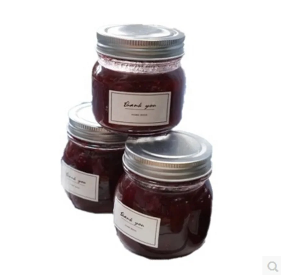 100 wide mouth straight condiment pickle sesame chili mason glass jar for caviar food supplement storage with silver split cap