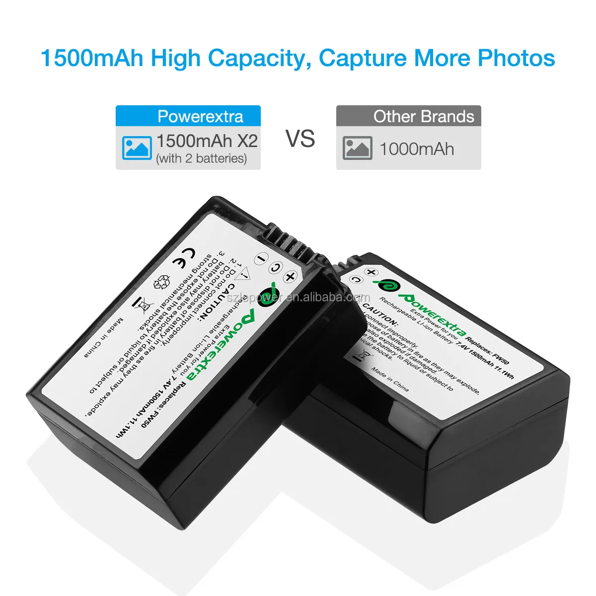 Replacement NP-FW50 Battery For Sony Alpha A6500, A6300, A7s, A7, A7s ii, A5100