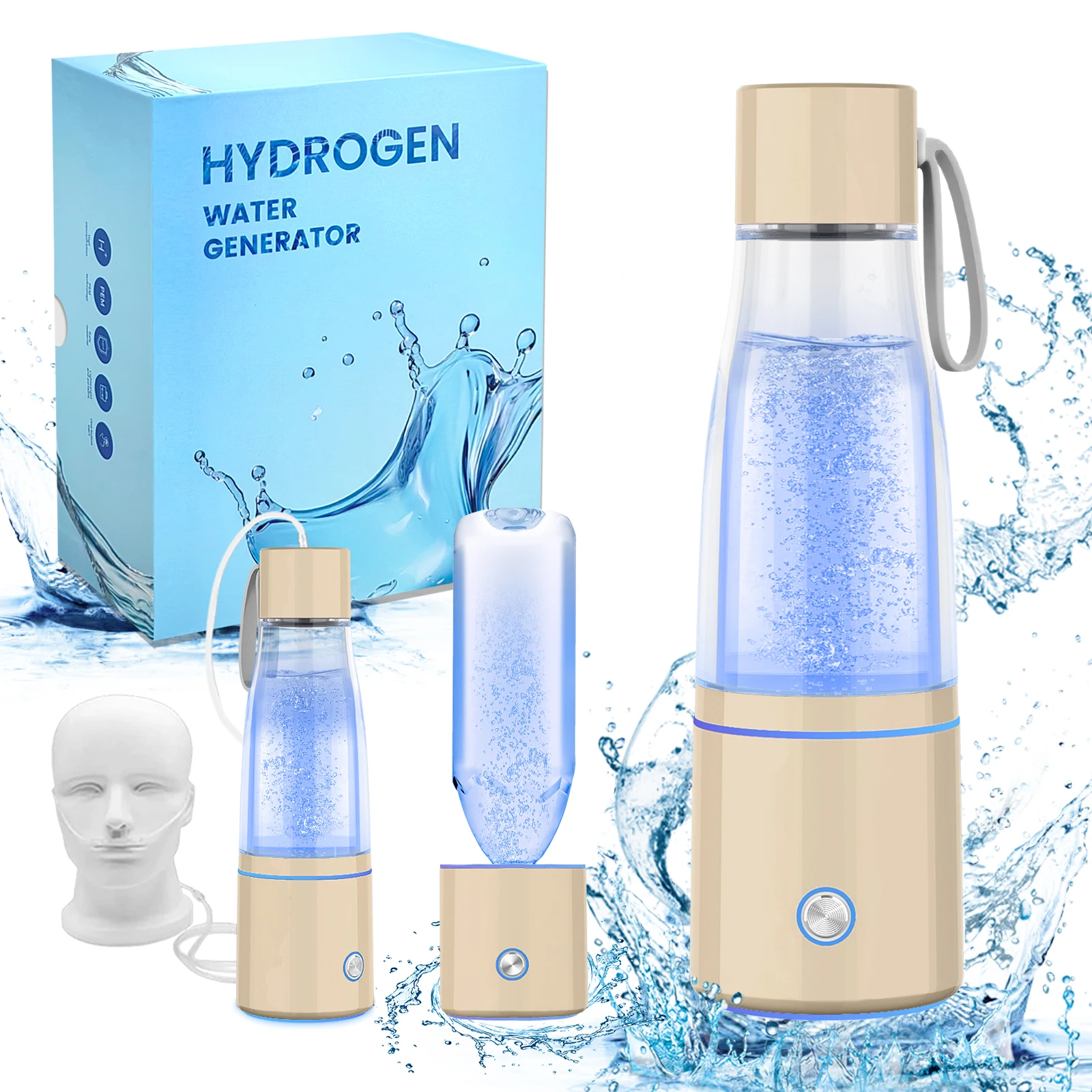 New Portable Hydrogen Water Bottle Hydrogen Water Generator with SPE/PEM Technology 5000PPB Pure Hydrogen Rich Concentration