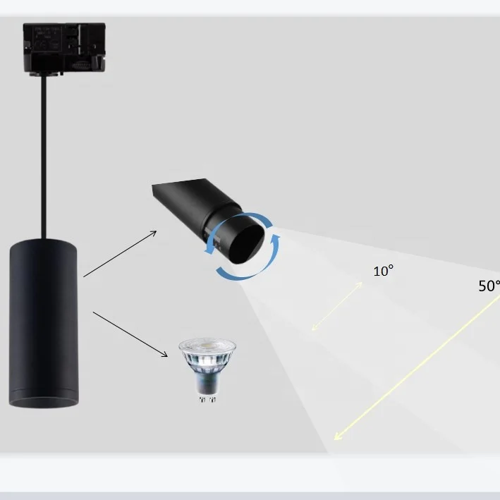 
Hanging Black LED spot Light housing beam angle changeable GU10 track Light fitting LED Suspended Ceiling Downlight mr16 frame 