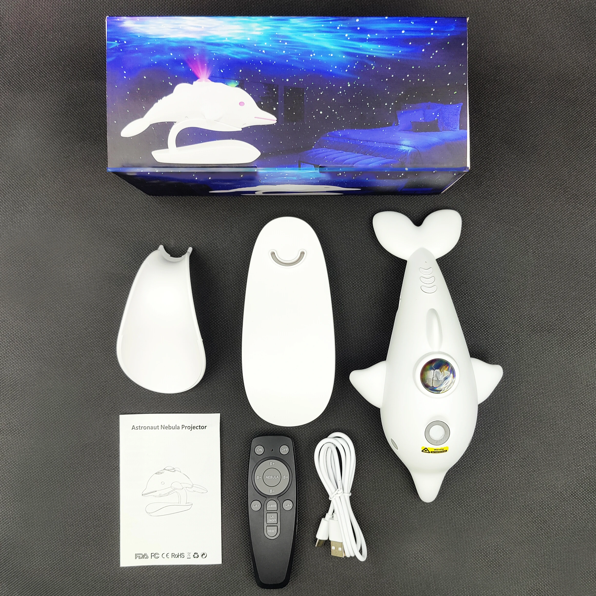 Wholesales Dolphin Shaped Star Nebula Atmosphere Projection Lamp Led Ocean Galaxy Lighting for Room Decoration