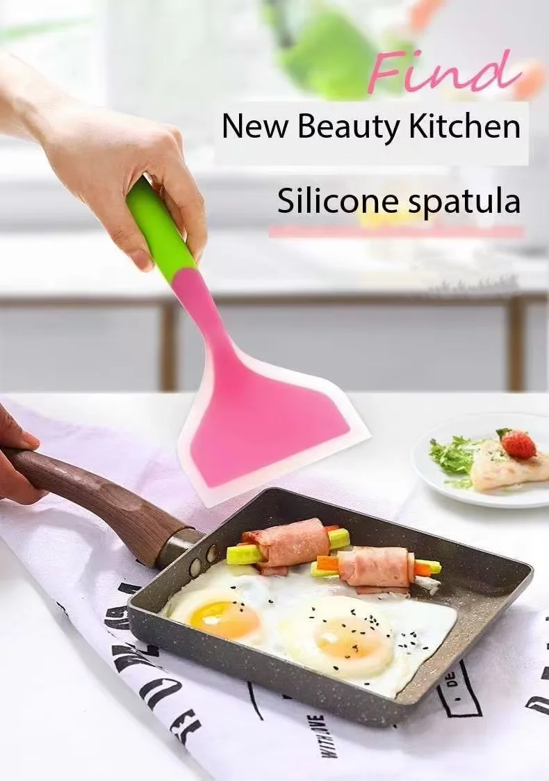Non-stick cooker silicone wide Turner pancake spatula pizza spatula kitchen elevator gadget for fish steaks fish spatula