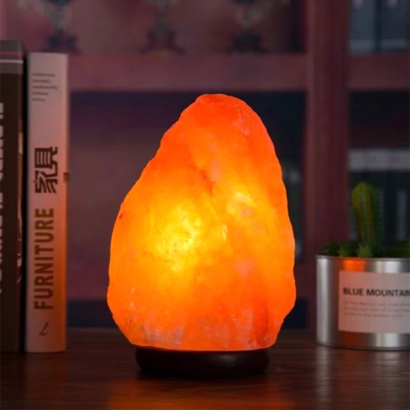 Flickering Flame Himalayan Rock Salt Lamp Wall Bedside Plug in Night Light Himalayan Salt Lamp Feng Shui New Trend Carved Chico
