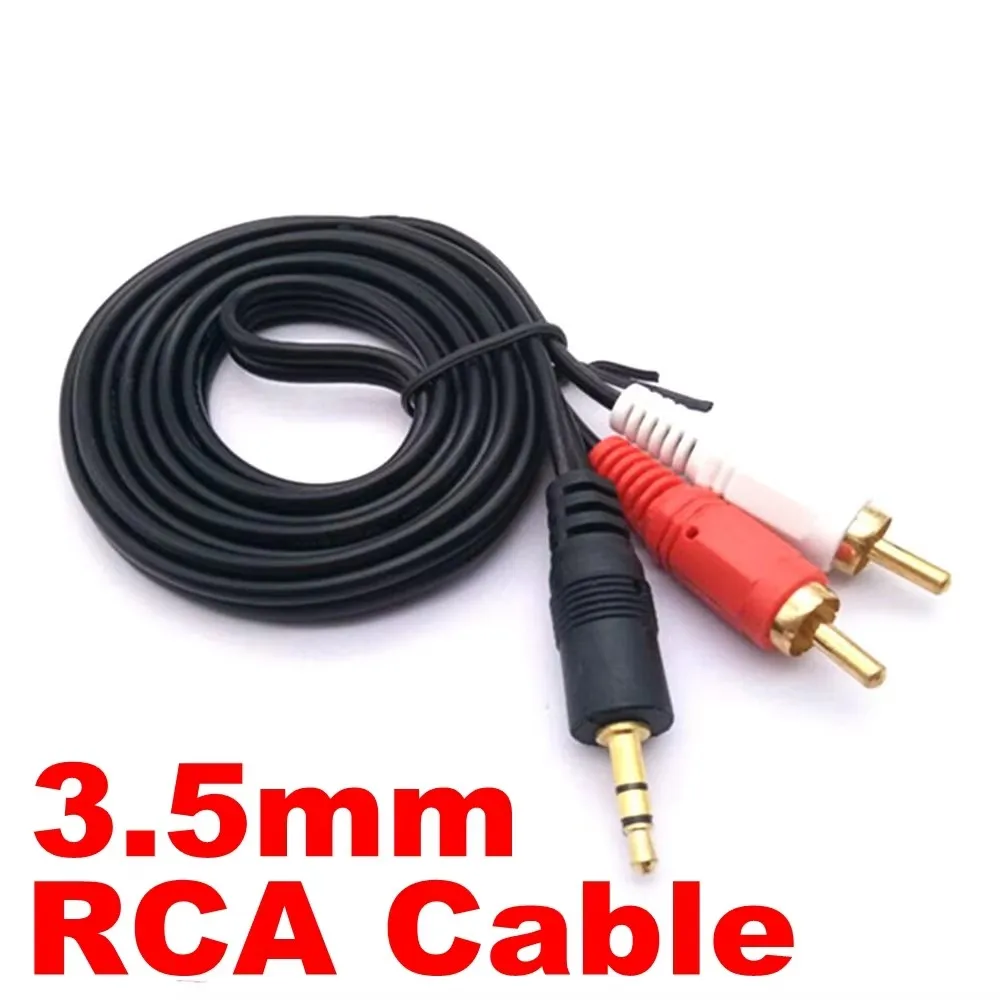 3 5 мм аудио линия 1 м стерео разъем штекер к 2 RCA мужской Aux кабель ПК DVD ТВ VCR MP3 колонки ноутбук видео Шнур
