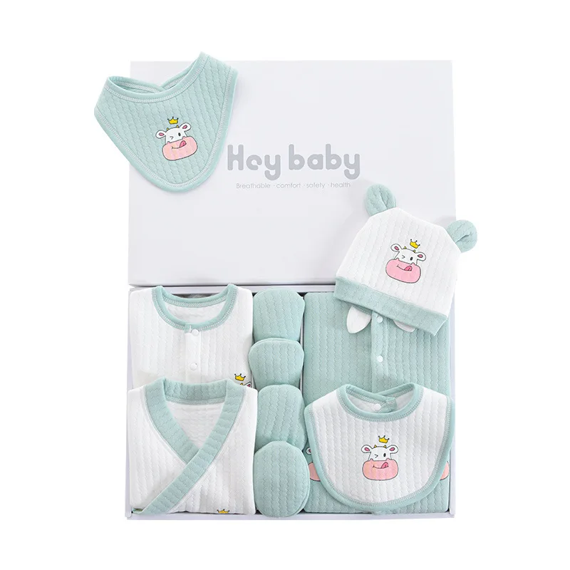 cartoon Cow print Newborn Gift sets Pure Cotton rompers baby winter