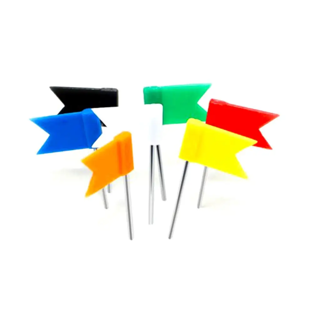 Wholesale cheap school colorful plastic flag shaped head custom paper metal decorative push map pins