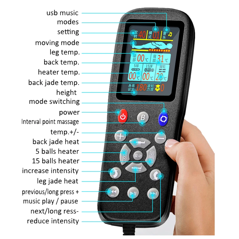 
Multifunctional whole body warm physiotherapy all in one full body moving and rolling heat jade stone massage bed 