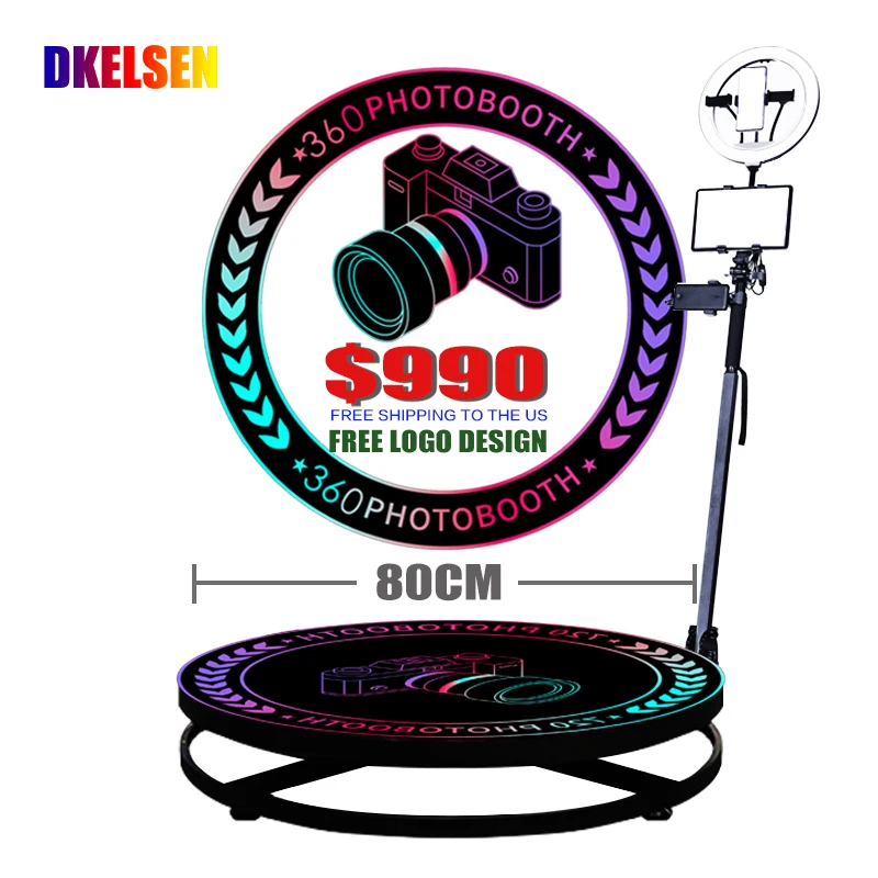 DKELSEN 2022 New portable ipad selfie photo booth machine kiosk 115 cm platform Flight Case 360 degree photobooth