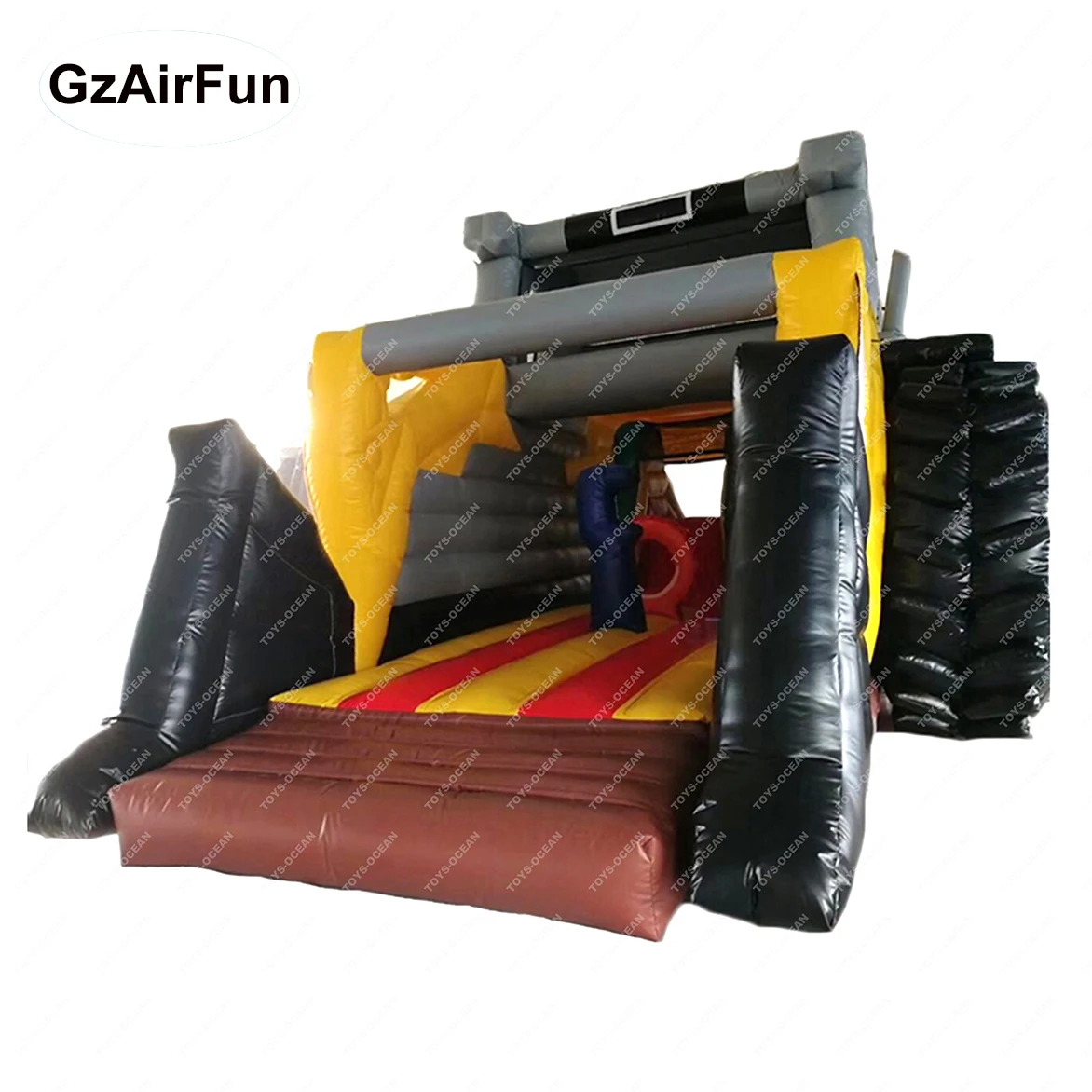 New design large inflatable digger engineer truck excavator slide bouncer castle