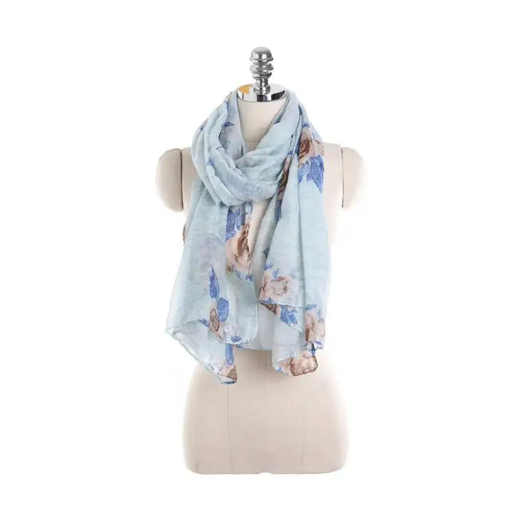 Шарф с цветочным узором, из тонкой прозрачной ткани; Женские тонкие шарфы с принтом, с цветочным рисунком