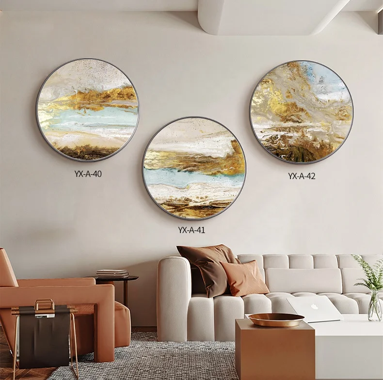 Custom 30X30cm 60X60cm home decor living room hotel decor wall art frame round black picture glass aluminum metal photo frame