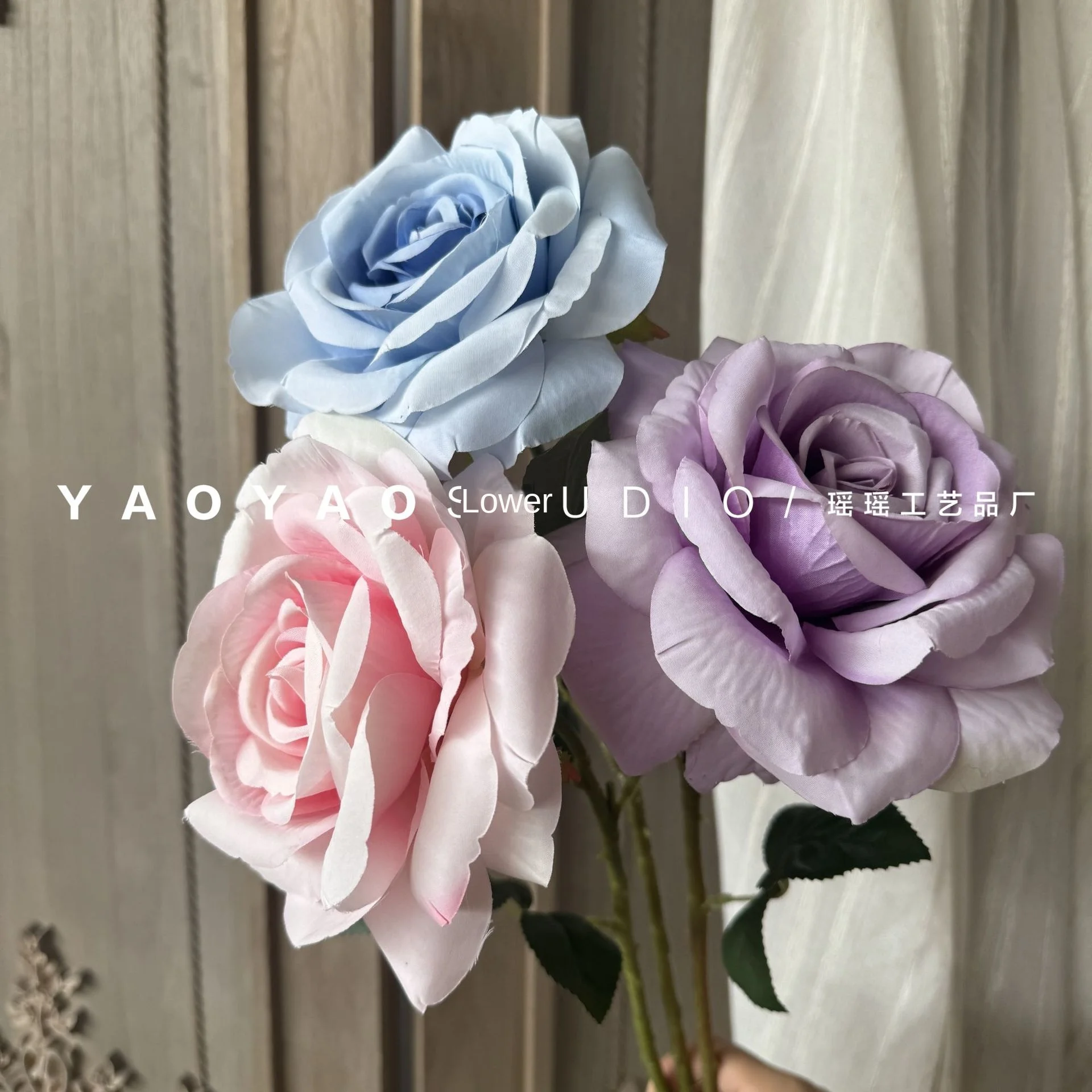 Large Single Simulation Rose 13cm Diameter Home Decorative Window artificial Flower Christmas Wall Accent with Stem