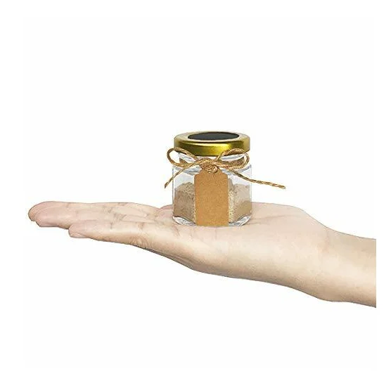 1.5 oz (50ML) Hexagon Jars/Glass Jars with Gold Lids, Small Mason Jars for Wedding, Party Favors Baby Foods, Honey, Canning