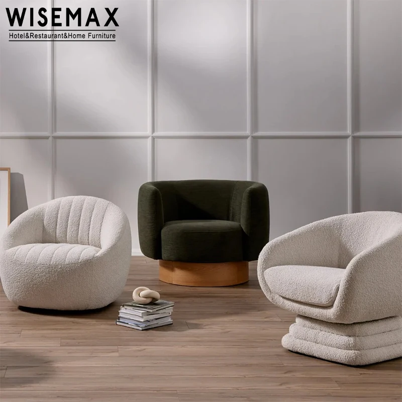 WISEMAX мебель роскошное круглое вращающееся напольное кресло акцентные стулья для дома льняная ткань из массива дерева гостиной