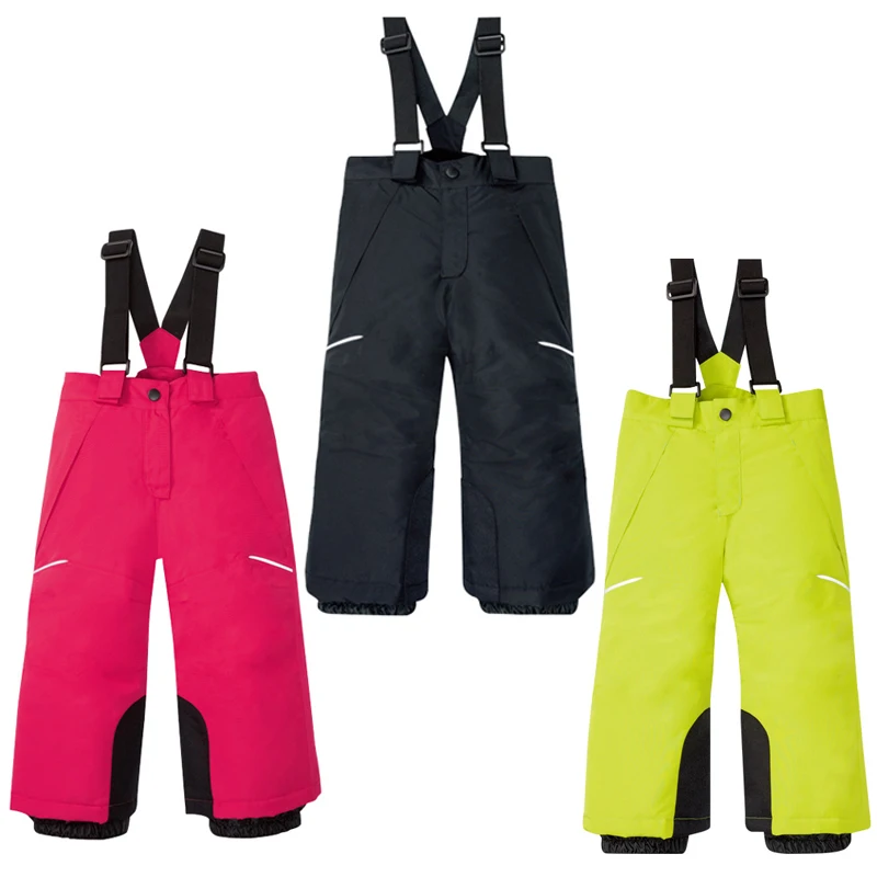 Winter New Children Ski Pants Girls Boy Overalls Snowboard Pants Thickened Warm Kids Jumpsuits Ski Trousers Windproof Waterproof