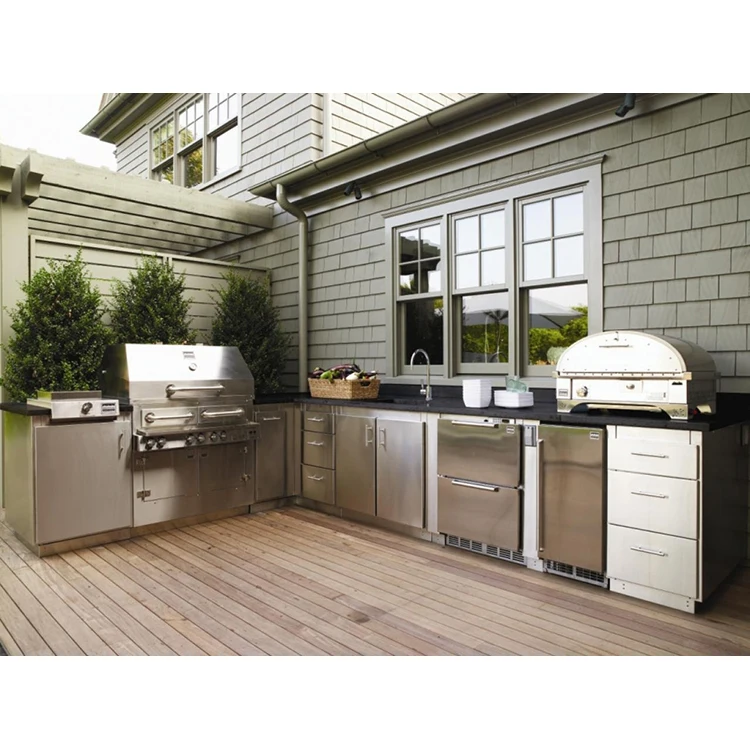 2022 small Outdoor Kitchen Grill Island Double Door Kitchen stainless steel kitchen set toy