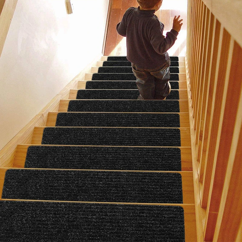 15 PCS Stair Tread Carpet Set of 15 Non-Slip Stair Tread Mats for Wooden Steps Indoor Outdoor Stair Tread