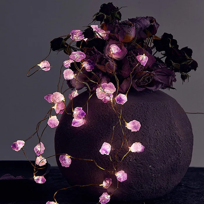 C&H  Customized Wholesale Room Outside Decoration Healing  Crystal LED String Lights