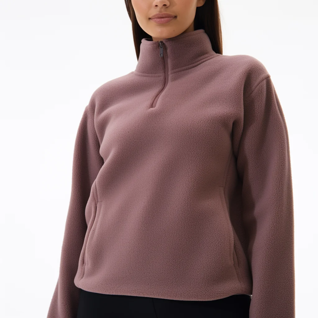 Custom Mens Winter Stand Collar Polar Fleece Hoodies 1/4 Zip Up Pullover Jacket Plain Sweatshirt Hoodie Women