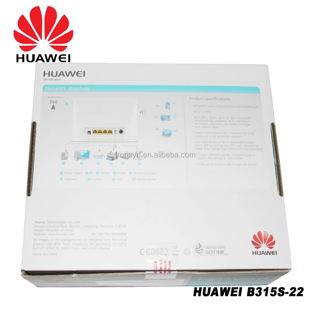 HUAWEI B315S-22 CAT4 150 Мбит/с 4G LTE уличный Wi-Fi маршрутизатор CPE с двойным внешним портом и Quad