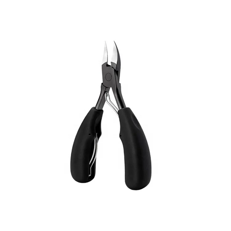 Ultra Quality Large Sharp Heavy Duty Nail Nipper Black Plastic Handle Custom Cuticle Nipper